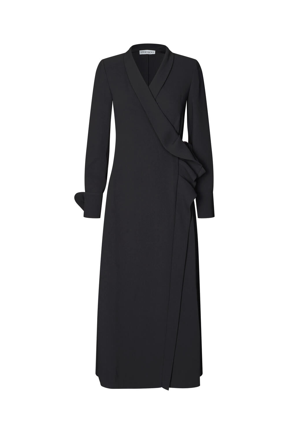 2024 Crepe With Detail slå-om-kjole – Black